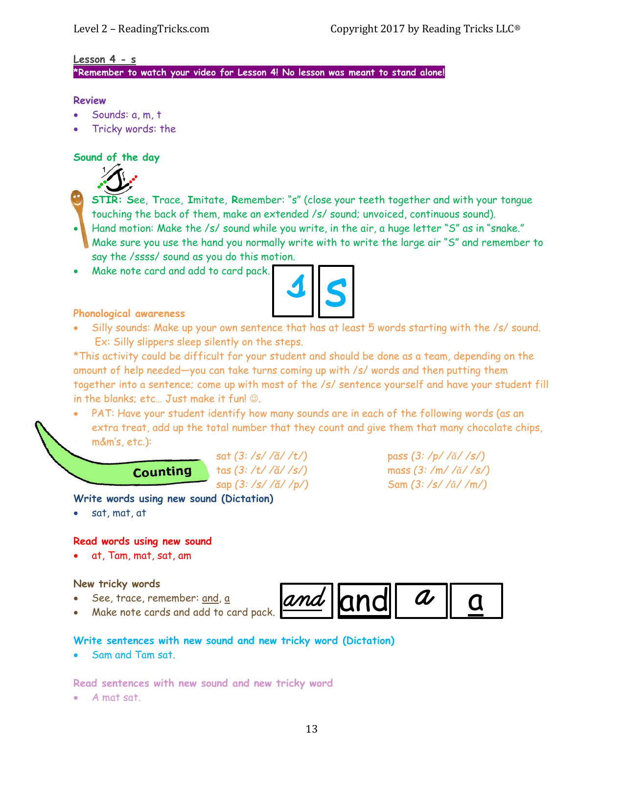 Level 2 training manual, Lesson 4: s lesson plan page